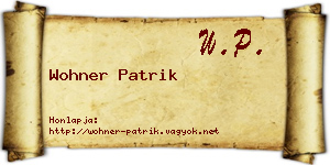 Wohner Patrik névjegykártya
